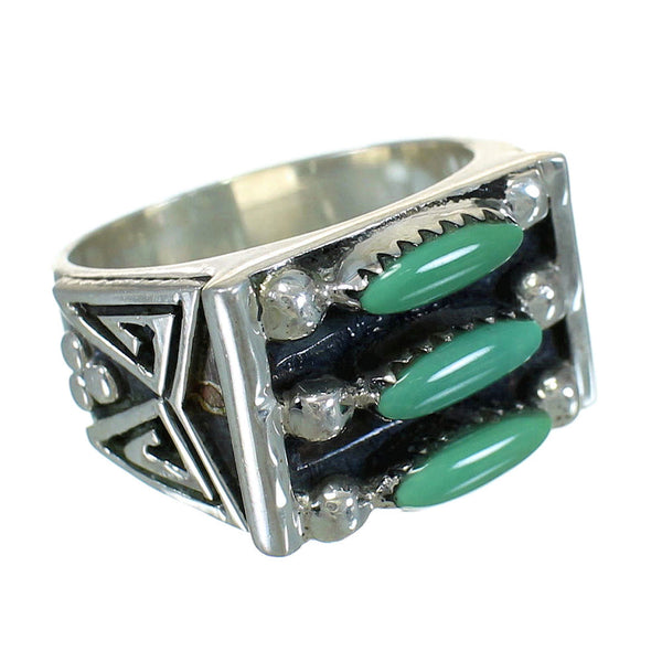 Genuine Sterling Silver Turquoise Needlepoint Water Wave Ring Size 6-1/4 FX90523